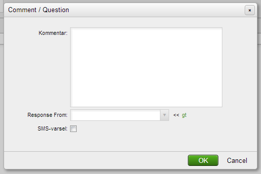 Comments and questions dialog