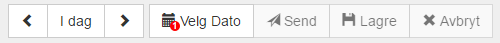 Verktøylinjent med alternativer for å gå til neste/forrige dato, eller dagens dato.