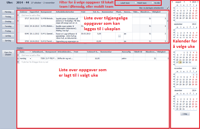 Oversikt ukeplanlegger